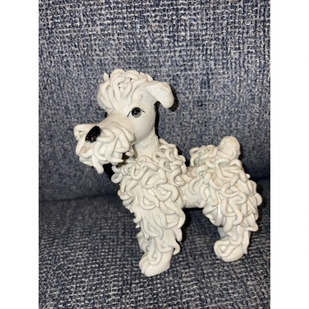 VTG Italian Porcelain Spaghetti Poodle Dog Figurines Set of 2